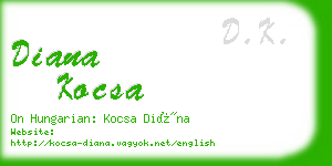 diana kocsa business card